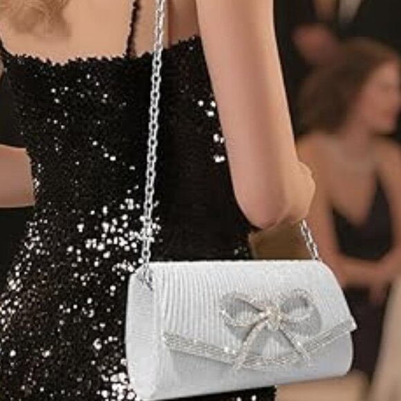 Neiman Marcus Sparkling Rhinestone Bow Shoulder Bag - Picture 4 of 8